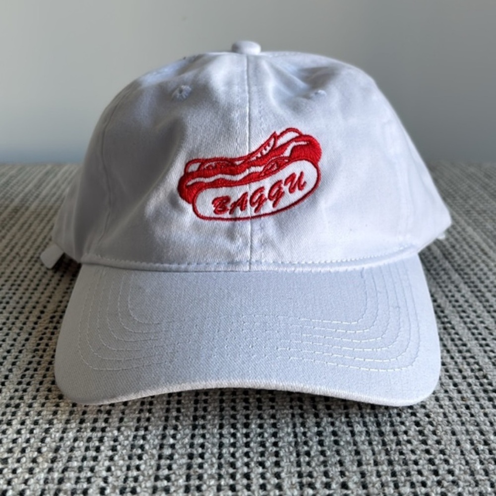 Baggu Chicago Hot Dog Embroidered White Baseball Hat Cap